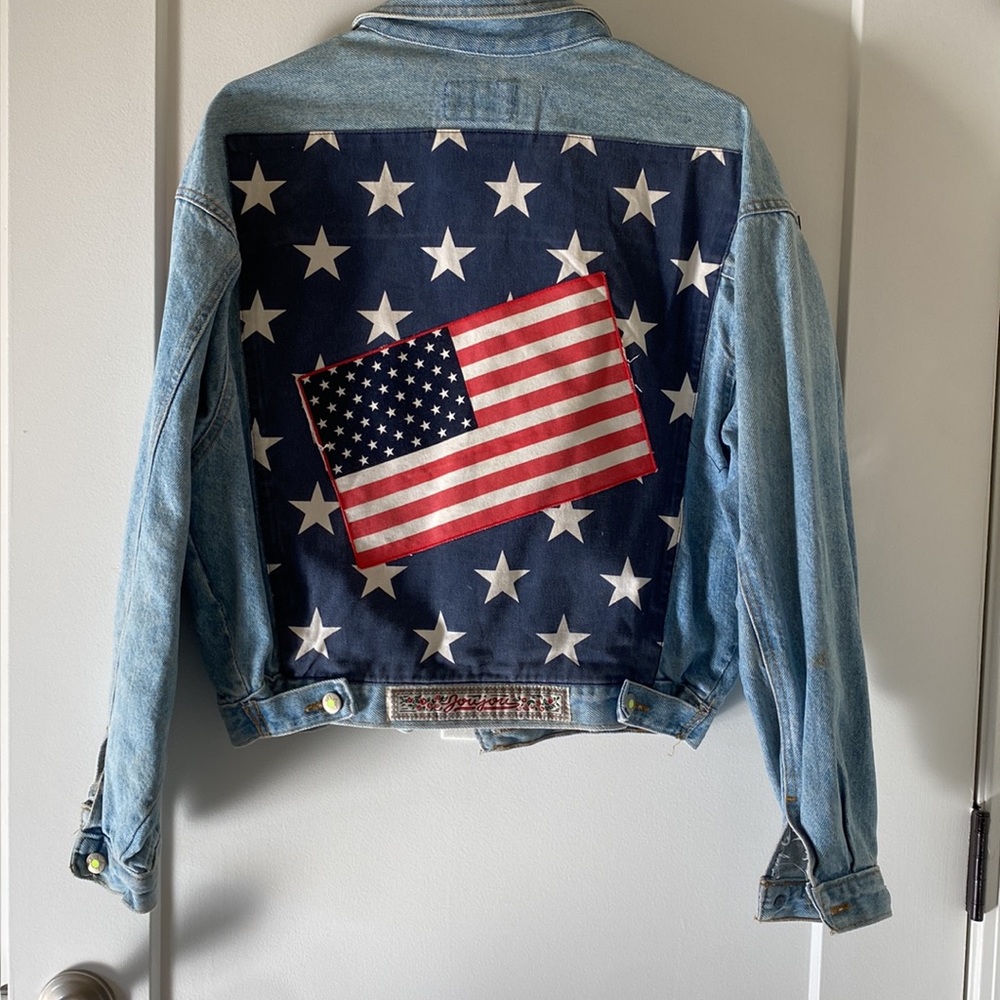 Vintage American Flag Denim Jacket